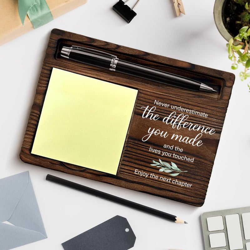 QODMGD Retirement Gifts for Men Women, Retired Leaving Farewell Goodbye Gifts for Coworker Boss Leader Teacher, Never Underestimate The Difference You Made Sticky Note Holder for Desk - Image 4